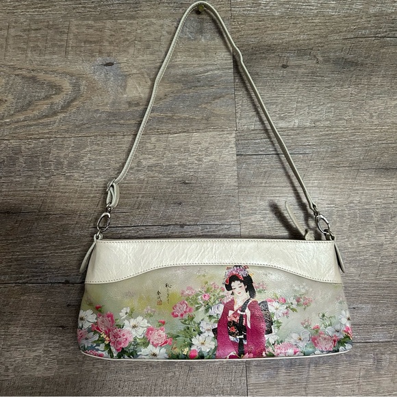 Jcon L.A Floral Cream leather Shoulder Bag - Picture 1 of 8